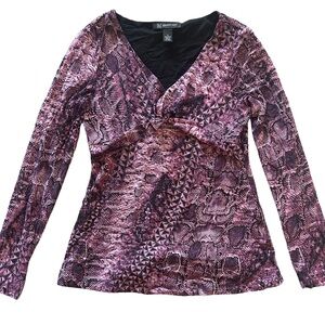 INC Purple and Black Y2K Snake Print Blouse